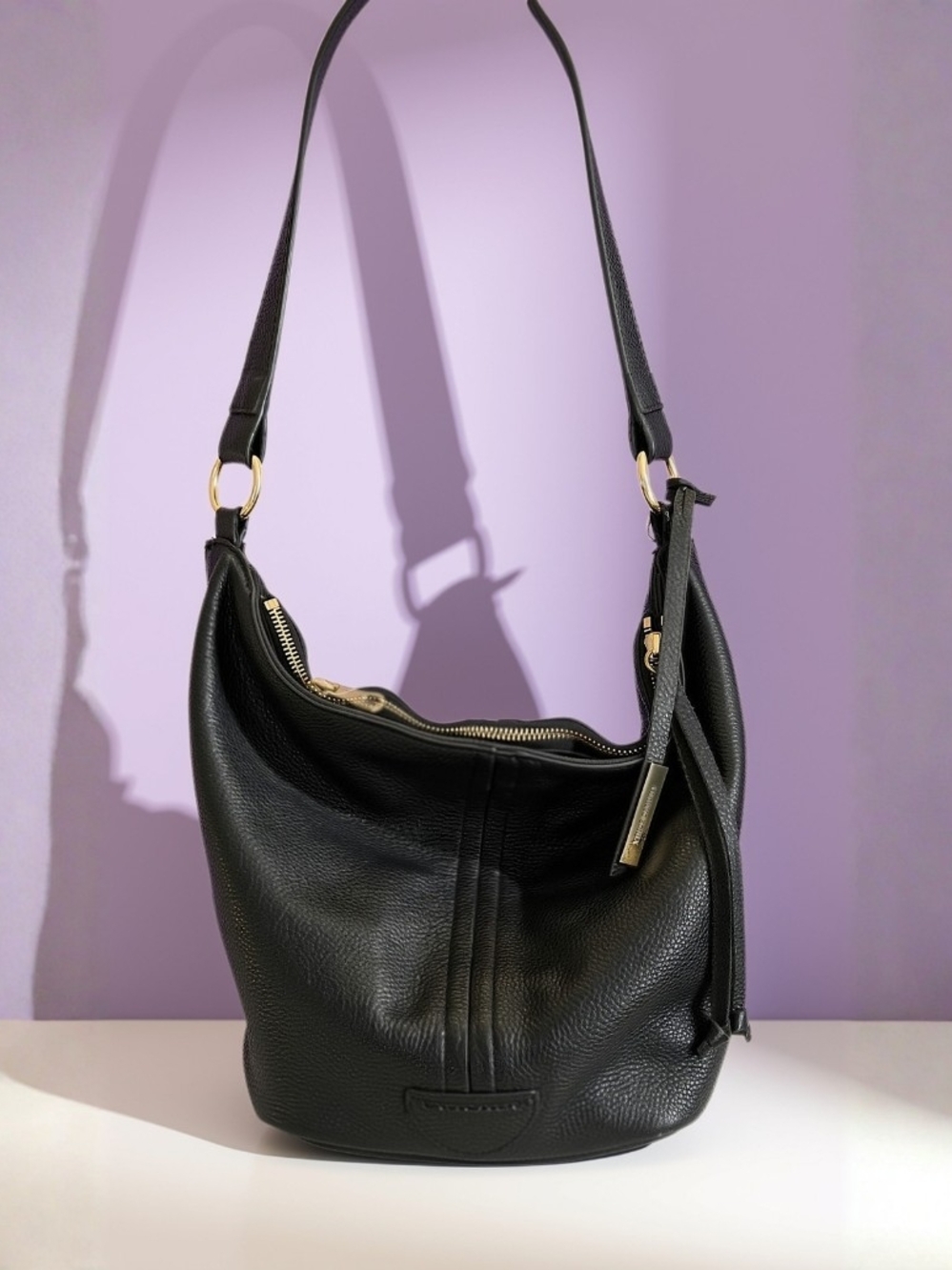 Vince Camuto Black Leather Shoulder Hobo Bag